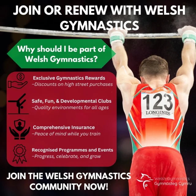 🚨| Join or Renew with Welsh Gymnastics - The Perfect Time is Now!

Kick off the new term by becoming a member of Welsh Gymnastics, the National Governing Body for gymnastics in Wales! Whether you’re an aspiring gymnast, a parent, or a fan, we’ve got incredible benefits for everyone🤸🏻‍♂️

Membership perks🌟
✅Exclusive Gymnastics Rewards - Discounts on high street purchases
✅Safe, Fun & Developmental Clubs - Quality environments for all ages
✅Comprehensive Insurance - Peace of mind while you train
✅Recreational Awards Programmes - Keep progressing and celebrating your achievements 
✅Access to Squads & Events - Get involved in exciting competitions & training opportunities
✅Funding Support - Helping those who need it most access opportunities and thrive 

Join a community that supports your passion for gymnastics! Take out your membership today (link in our bio🔗)

#WelshGymnastics #membership #GymnasticsRewards #Safeclubs #Fundevelopment #Joinus
